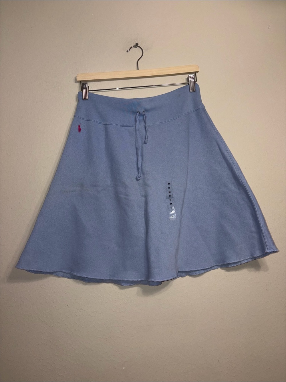 NWT Ralph Lauren Women’s Sky Blue A-Line Drawstring Fleece Skirt Size M